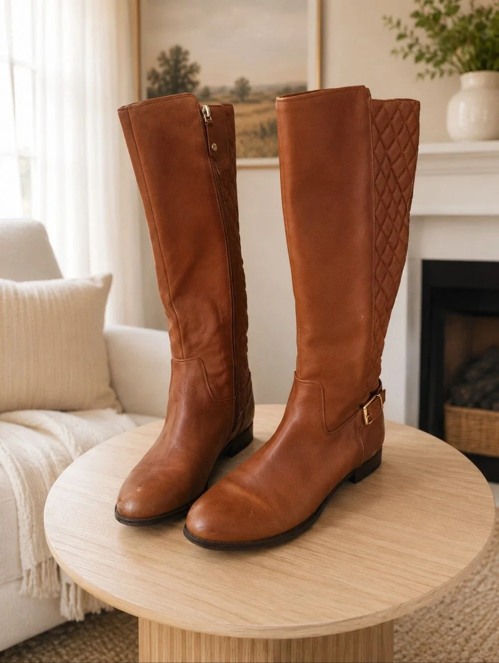 Isaac Mizrahi Live! Leather Riding Boots Wide Calf -Standard Sz10 Women